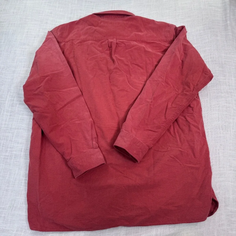 LL Bean Chamois Cloth Shirt Men XXL Tall Orange Red Outdoor Rugged Cabin Work